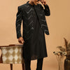Men's Black Viscose Straight Jacket  Kurta and Pyjama Set