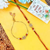 Dhiyona Set Of 2 Artificial Stones & Beads Swastik Bhaiya Bhabhi Rakhi With Roli Chawal