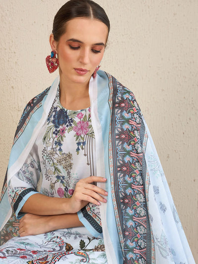 Indyancart IE Ethnic Motifs Printed Kurta With Trousers & Dupatta
