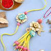 Dhiyona Yellow Beaded Bhaiya Bhabhi Rakhi With Roli Chawal & Greeting Card