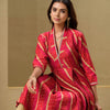 Indyancart SN Women's Leheriya Printed A-Line Kurta & Trousers Set