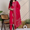 Dhiyona IE Paisley Printed Thread Work Pure Cotton Kurta With Trousers & Dupatta