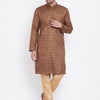 Men's Coffee Silk Blend Straight Kurta Pyjama Set