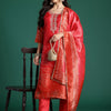 Dhiyona IE Women Ethnic Motifs Printed Regular Thread Work Kurta with Trousers & With Dupatta