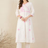 Dhiyona IE Women Floral Embroidered Cotton A-Line Kurta with Trousers