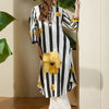 Dhiyona IE Women Striped Cotton A-Line Kurta with Trouser