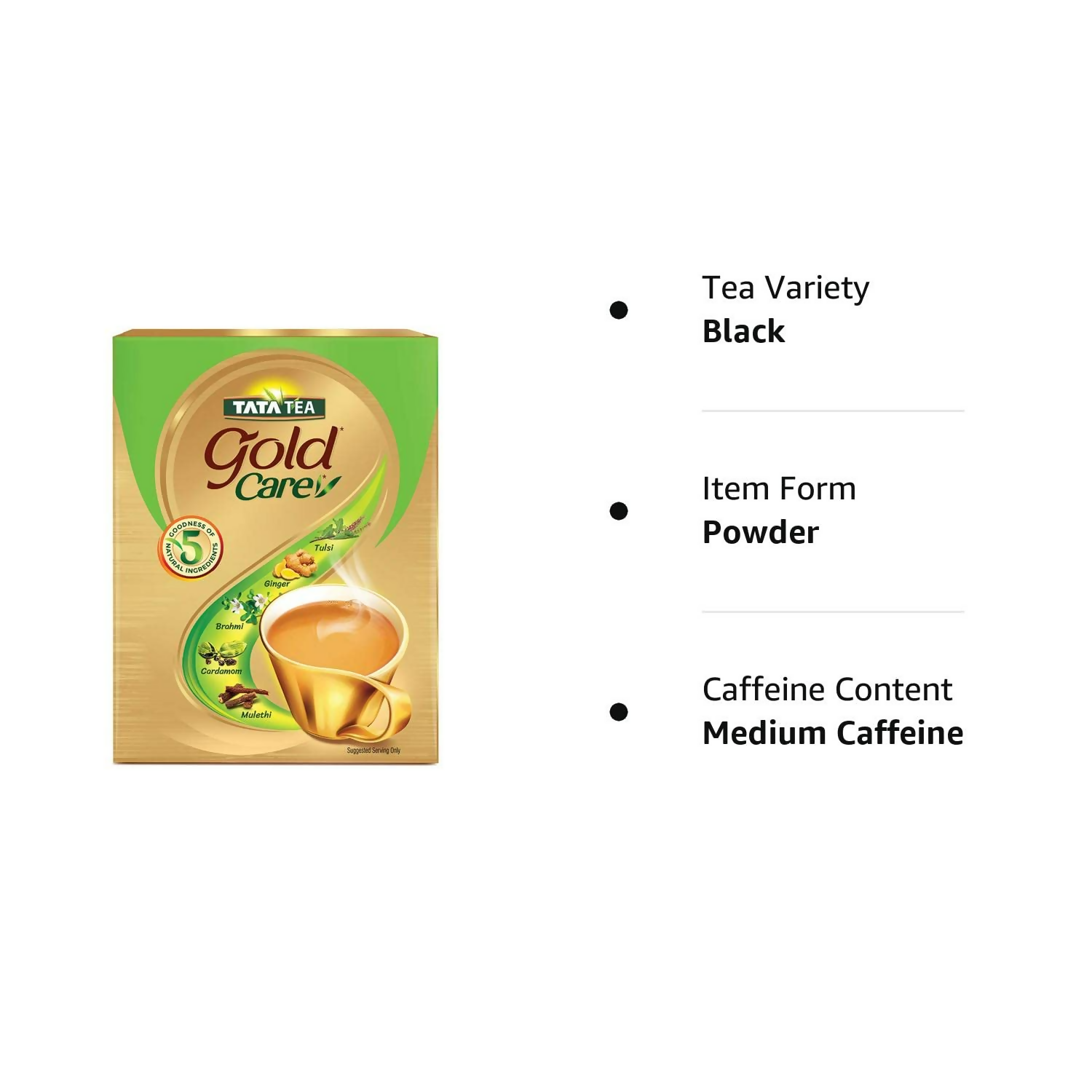Tata Tea Gold Care tea powder in a container, showcasing the golden tea blend for rich, flavorful brewing.