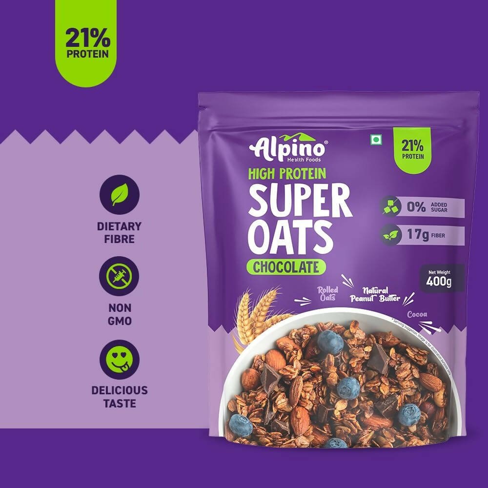 Alpino High Protein Super Rolled Oats Chocolate - Indyancart