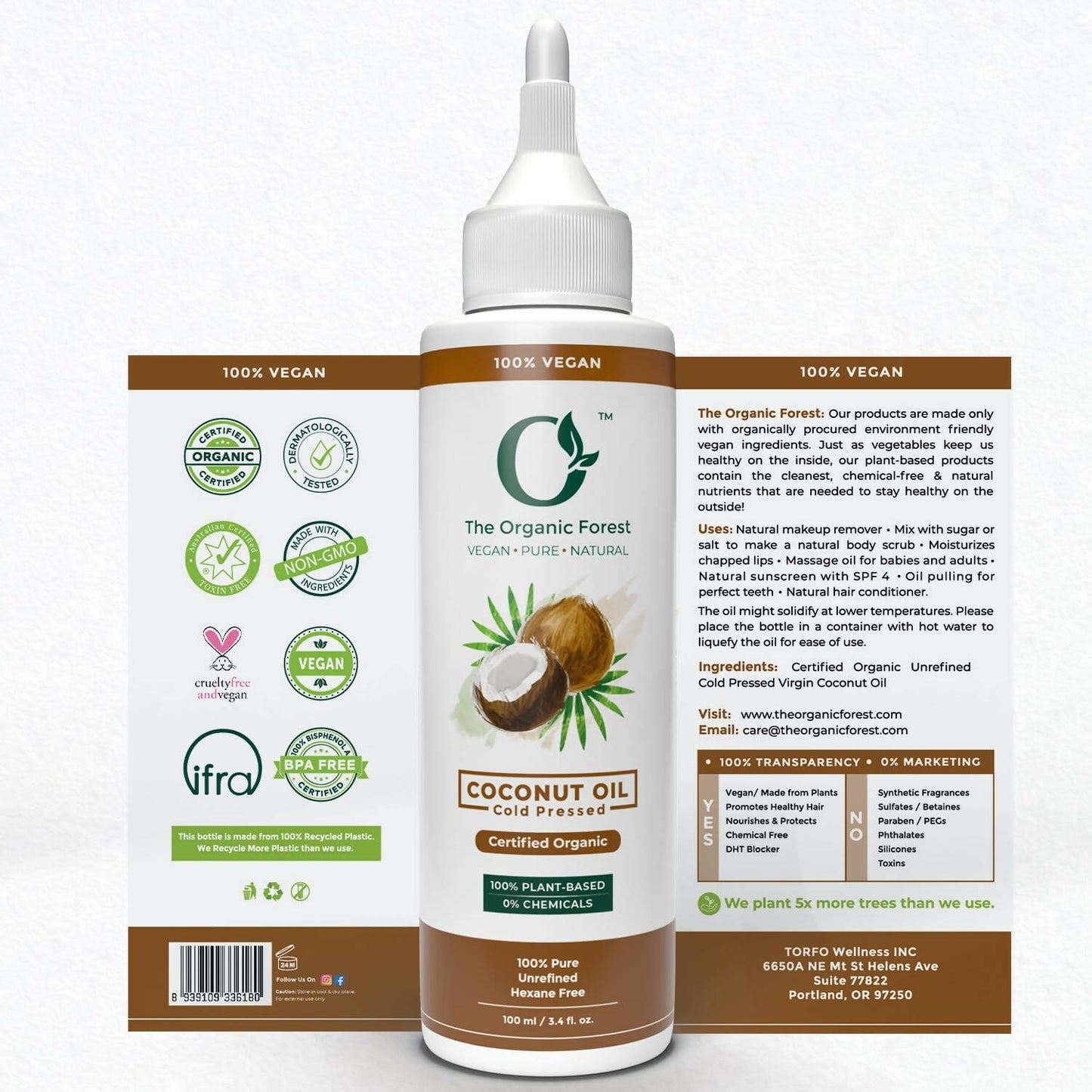 The Organic Forest Cold Pressed Coconut Oil - Indyancart