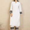 Indyancart IE Floral Embroidered Panelled Beads and Stones Straight Kurta with Trousers