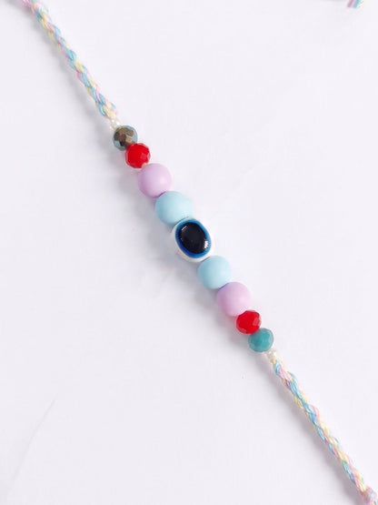Anouk Set Of 2 Purse Design Evil Eye & Beads Bhaiya Bhabhi Rakhi With Roli Chawal