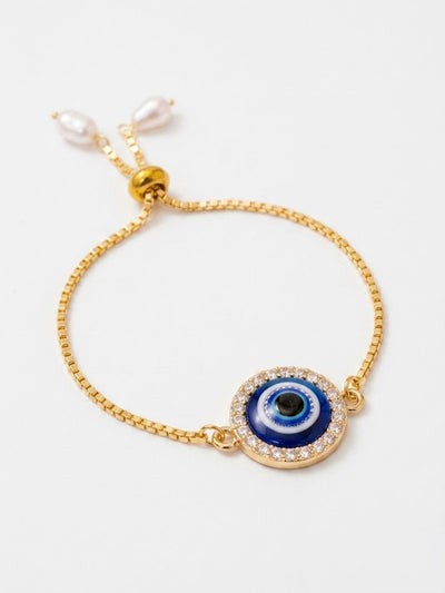 Indyancart Set Of 2 Blue Evil Eye Gold Toned Bhaiya Bhabhi Rakhi