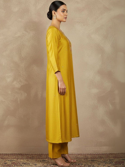 Indyancart VA Women Regular Thread Work Kurta with Palazzos & With Dupatta