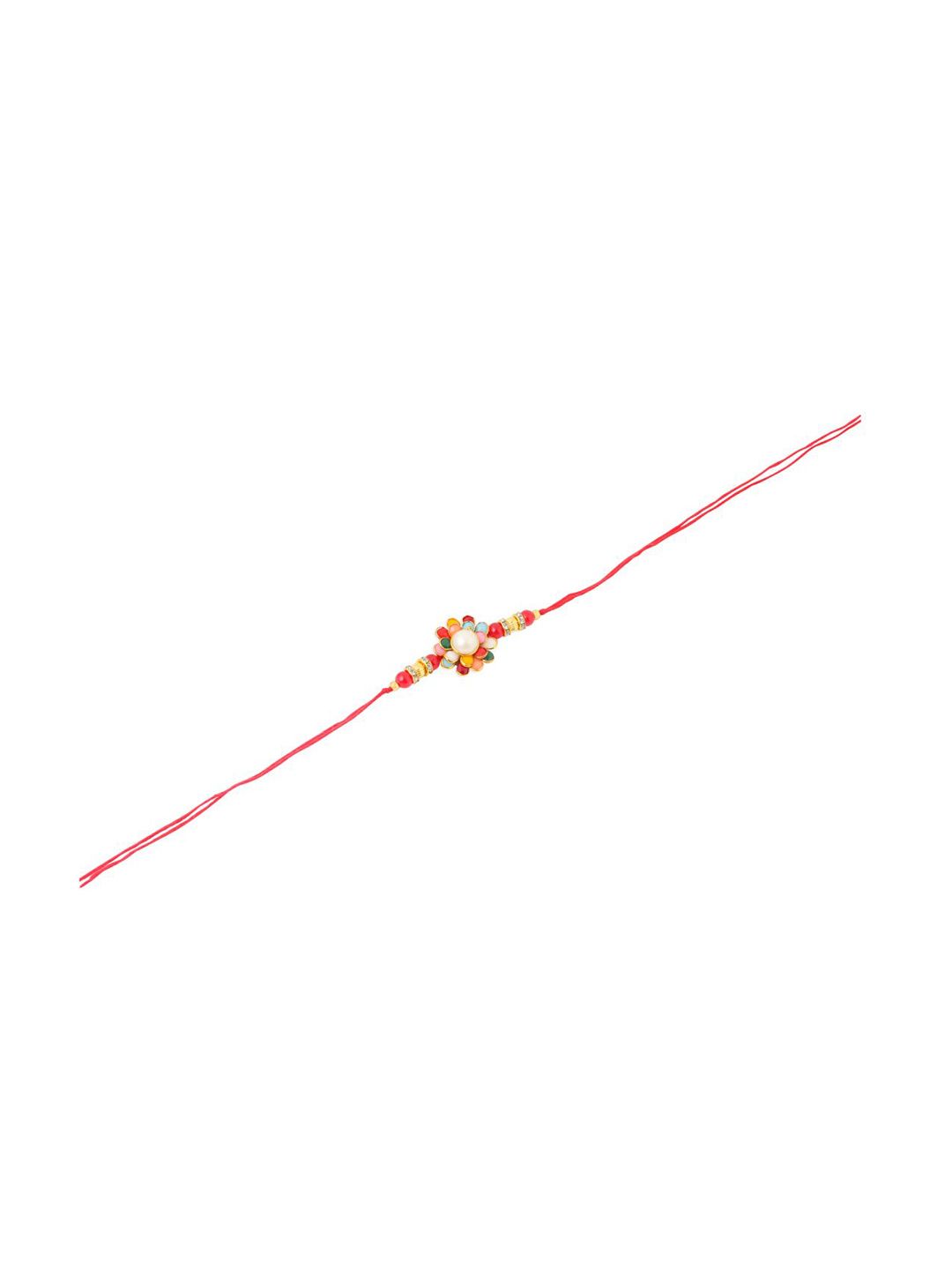 Anouk Men Multicolor Beads & Pearls Floral Design Thread Rakhi For Rakshabandhan