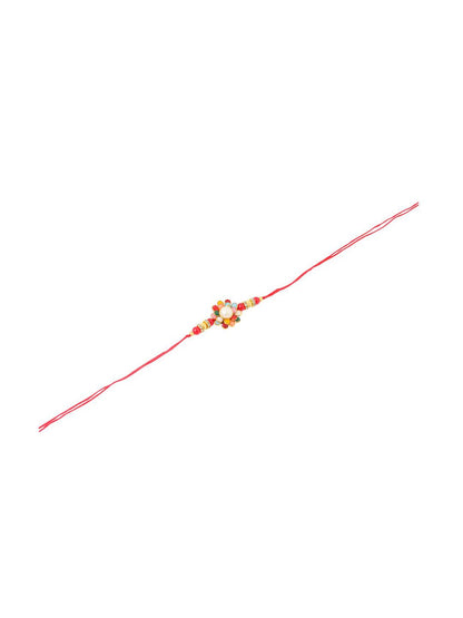 Anouk Men Multicolor Beads & Pearls Floral Design Thread Rakhi For Rakshabandhan