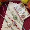 Dhiyona Set Of 3 Multicolor Ad Thread Rakhi With Roli Chawal Chandan Mishri
