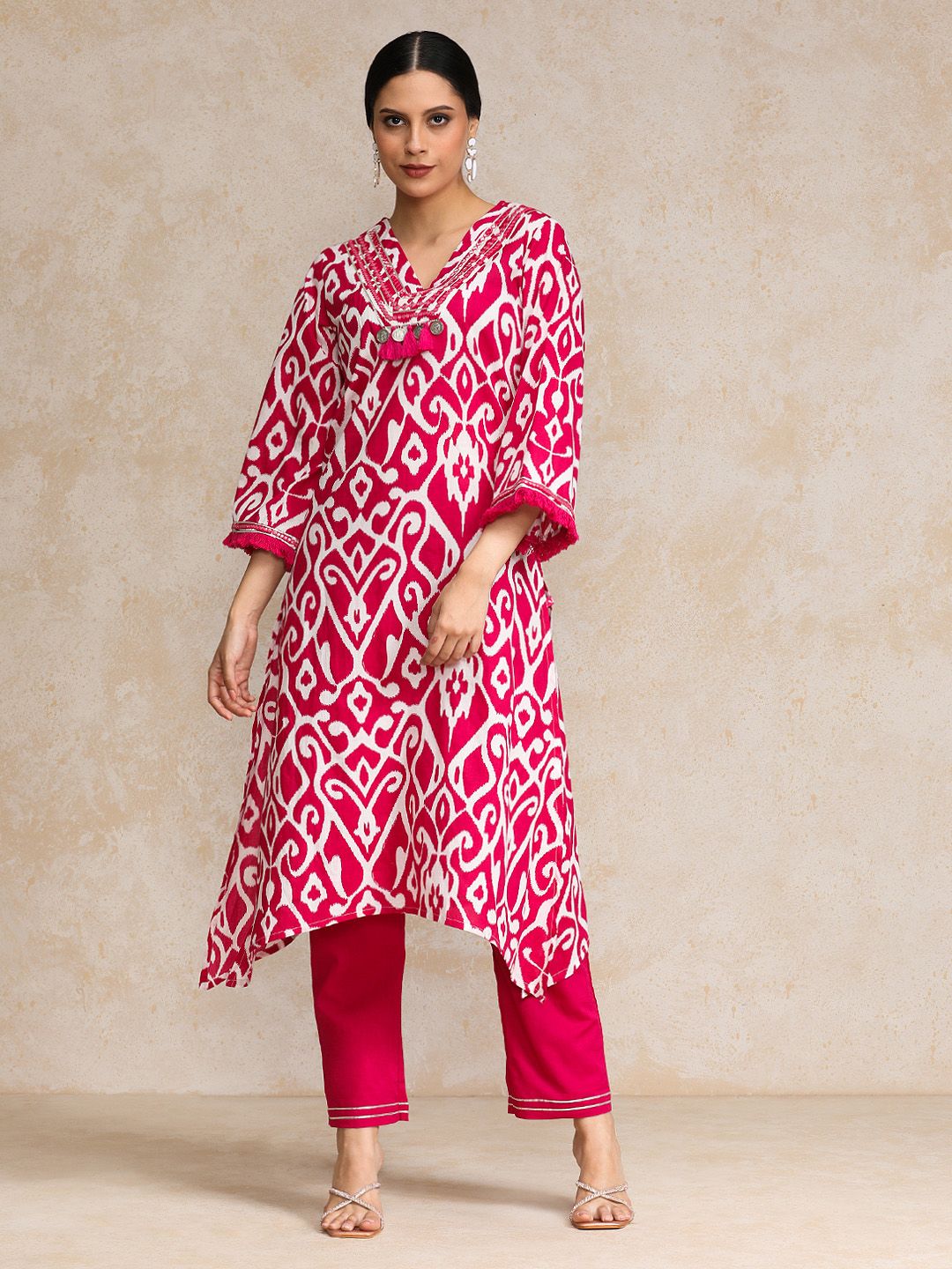 Dhiyona VA Women's Floral Printed Regular Pure Cotton Kurta with Trousers