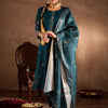 Indyancart IE Floral Embroidered Thread Work Straight Kurta With Trousers & Dupatta