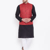 Men's Black Cotton Blend Straight Jacket  Kurta and Pyjama Set