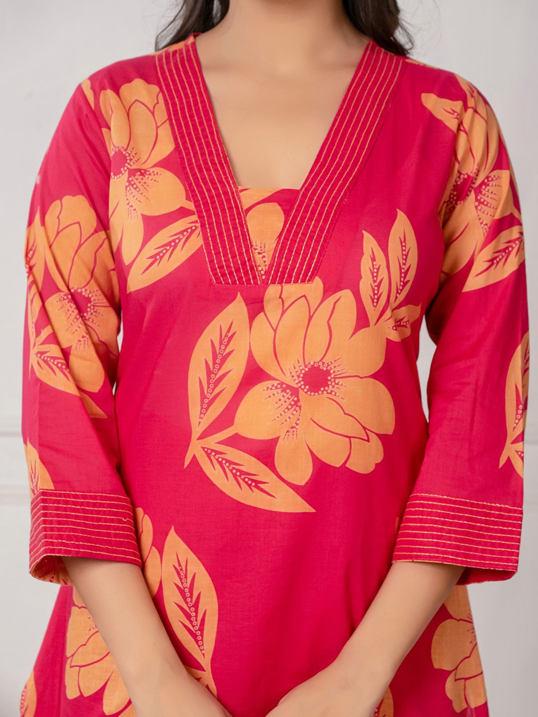 Floral Printed Regular Pure Cotton Kurta With Trousers