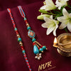 Dhiyona Set Of 2 Multicolor Artificial Beads Bhaiya Bhabhi Thread Rakhi With Roli Chawal