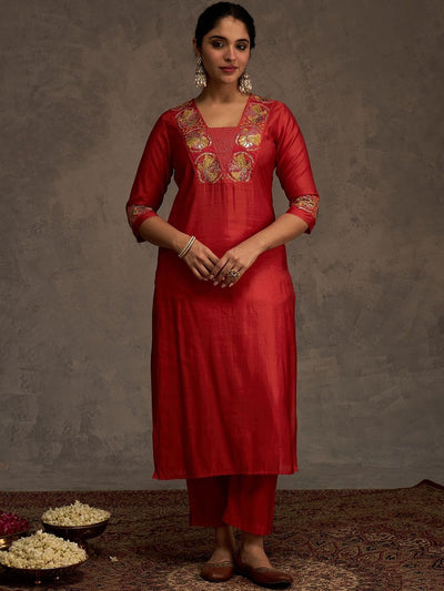 Indyancart IE Women Ethnic Motifs Embroidered Kurta with Trousers & Dupatta