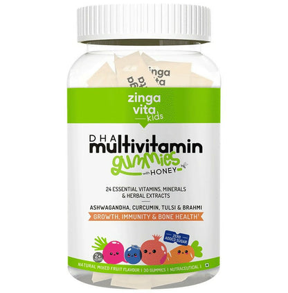 Zingavita DHA Multivitamin Gummies with Honey for Kids (2+ yrs) - Mixed Fruit