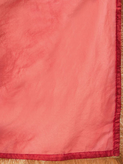 Dhiyona IE Ethnic Motifs Embroidered Chanderi Silk Straight Kurta With Trousers & Dupatta