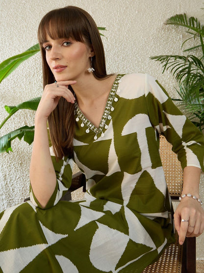 Women Printed Regular Beads and Stones Pure Cotton Kurta with Palazzos