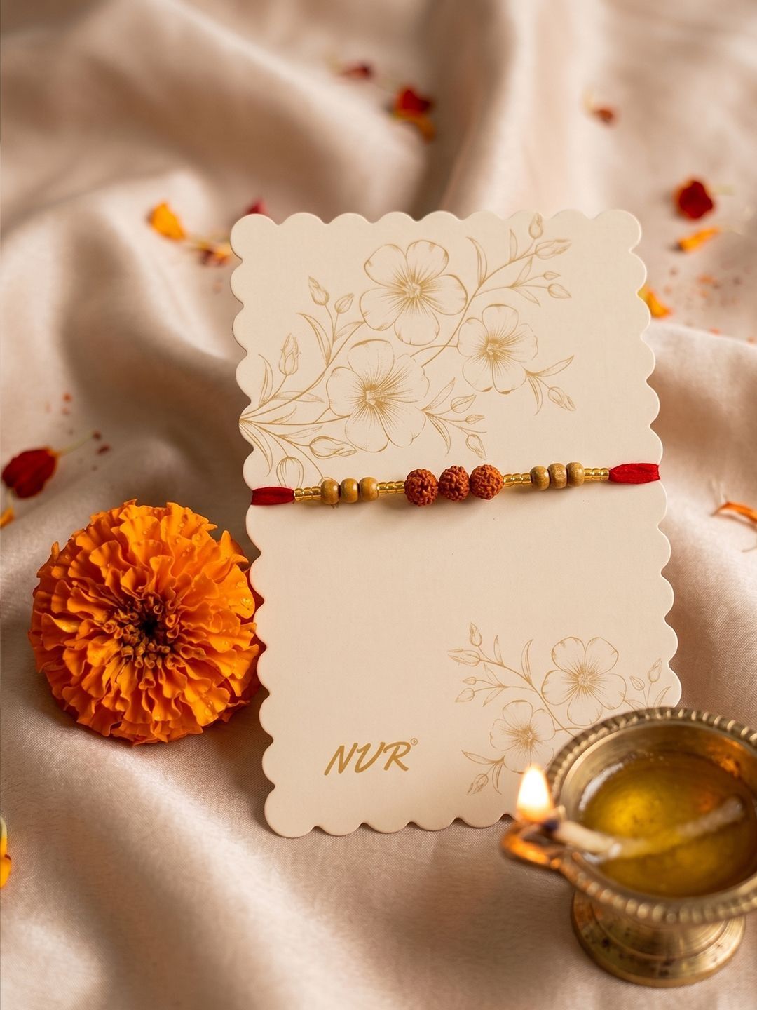 Anouk Religious Rudraksh & Red Thread Rakhi With Roli Chawal Chandan Mishri