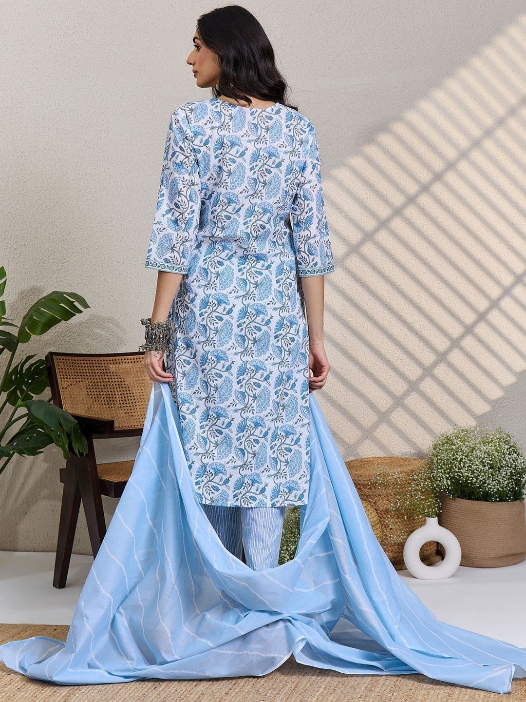Women Ethnic Motifs Printed Pure Cotton Kurta with Trousers & Dupatta