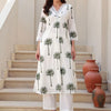 Dhiyona IE Women Ethnic Motifs Printed Cotton A-Line Kurta with Trousers