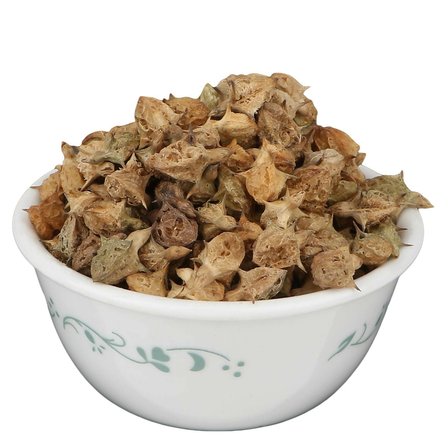 Yuvika Gokhru Bada, large Pedalium Murex caltrops used in Ayurvedic medicine, displayed in a natural environment.