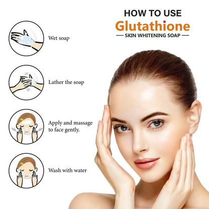 LA Organo Glutathione Papaya Skin Whitening Soap for bath and shower, featuring a white bar with papaya and glutathione ingredients