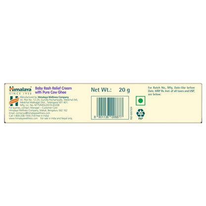 Himalaya Herbals baby rash relief cream with pure cow ghee, shown in a tube, ideal for soothing and moisturizing baby skin.