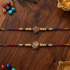 Dhiyona Set Of 2 Peacock Design Thread Rakhi With Roli Chawal Chandan Mishri