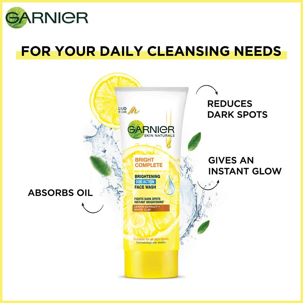 Garnier Bright Complete Brightening Duo Action Face Wash - Indyancart
