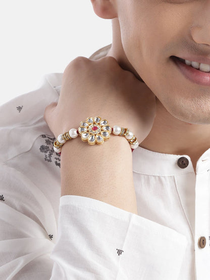 Anouk Unisex Set of 2 Beaded Bhai Bhabhi Rakhis With Roli & Chawal