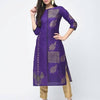 Aniyah Cotton Foil Printed Purple Straight Kurta (AN-134K)