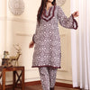 Dhiyona VR Women's Coffee Brown Printed Winter Straight Kurta With Printed Bottom