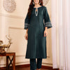 Dhiyona VR Women's Bottle Green Embroidered Kurta Set