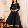 Dhiyona VR Women's Black Lurex Crepe Anarkali Kurta With Trousers