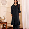 Dhiyona VR Women's Black Lurex A- Line Kurta With Trousers
