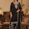 Dhiyona IE Women Paisley Embroidered Regular Sequinned Straight Kurta with Palazzos &Dupatta