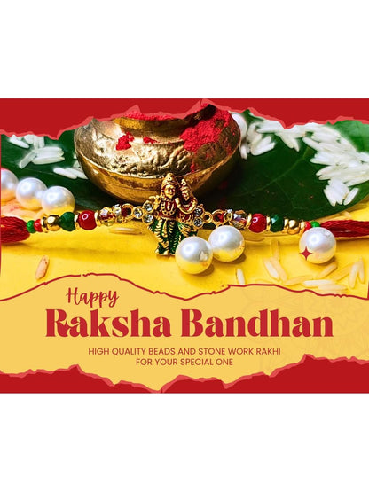 Anouk Set Of 6 Beaded Cotton Thread with AD Stones & Meenakari Designer Rakhi for Brother