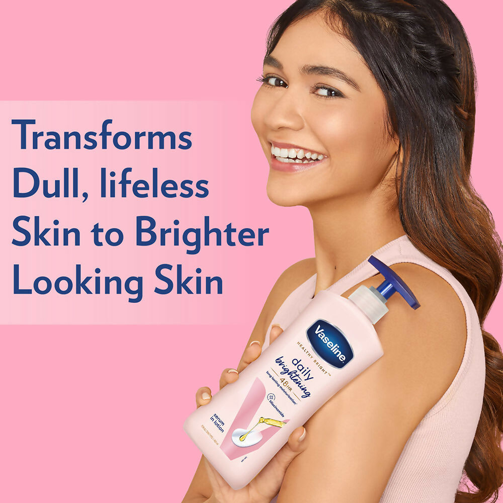 Vaseline Healthy Bright body lotion and Gluta-Hya Dewy Radiance serum-in-lotion combo, featuring moisturizing and brightening skincare.