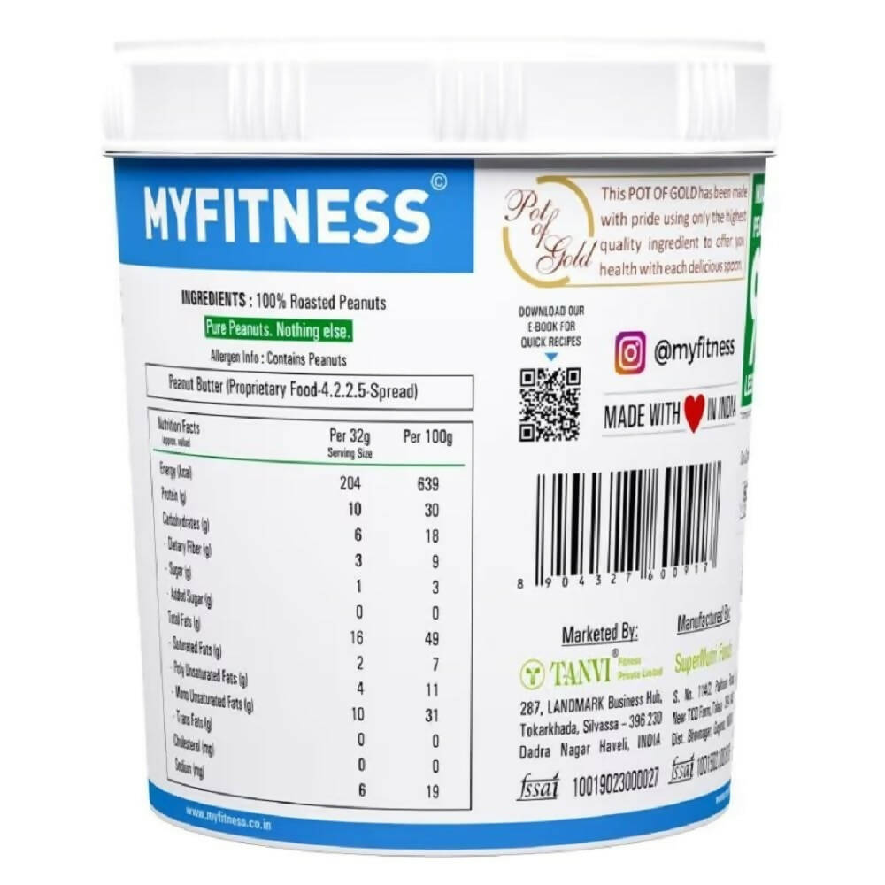 Myfitness All Natural Unsweetened Peanut Butter Crunchy - Indyancart