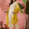 Indyancart SN Women's Cream Floral Embroidered V-Neck Straight Kurta With Trouser And Dupatta