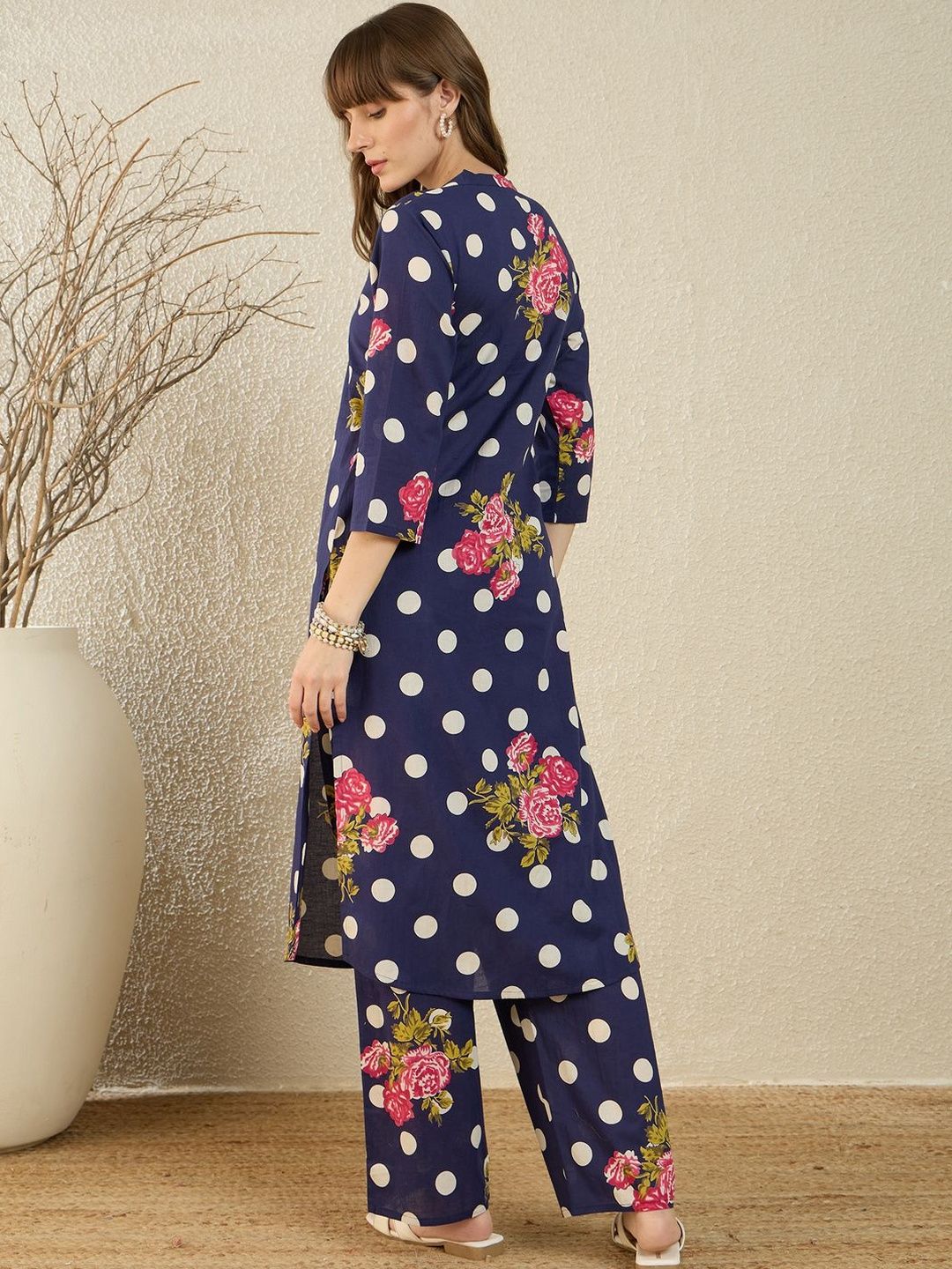 Floral Printed Pure Cotton Kurta With Trouser