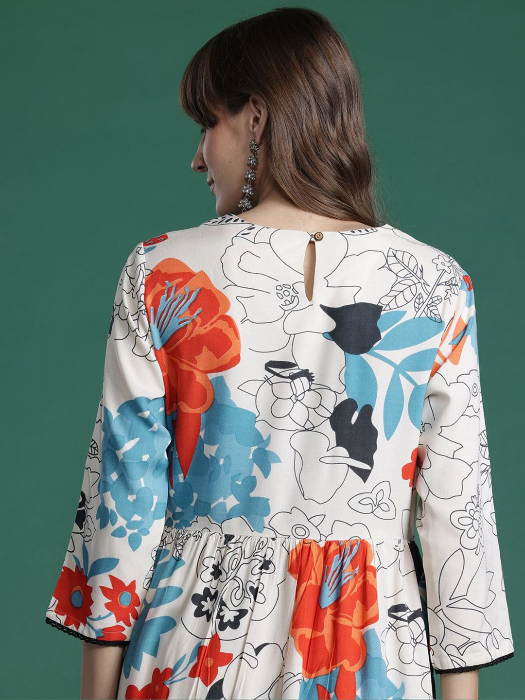 Indyancart IE Printed Straight Tunic & Trousers Co-Ord Set